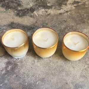 Anthropologie Gold Ombre Glass Votive Candle Trio